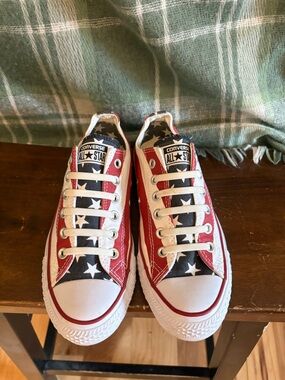 Converse Red, White & Navy Star Low Top Sneakers